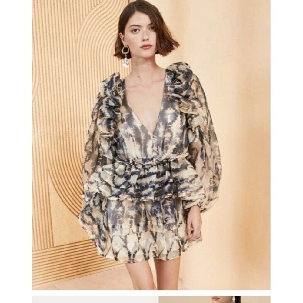 Ulla Johnson Blue and Cream Mini Dress